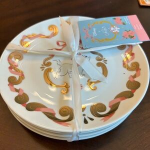 Disney Ann Shen Aristocats Set Of 4 Gold Leaf Plates New